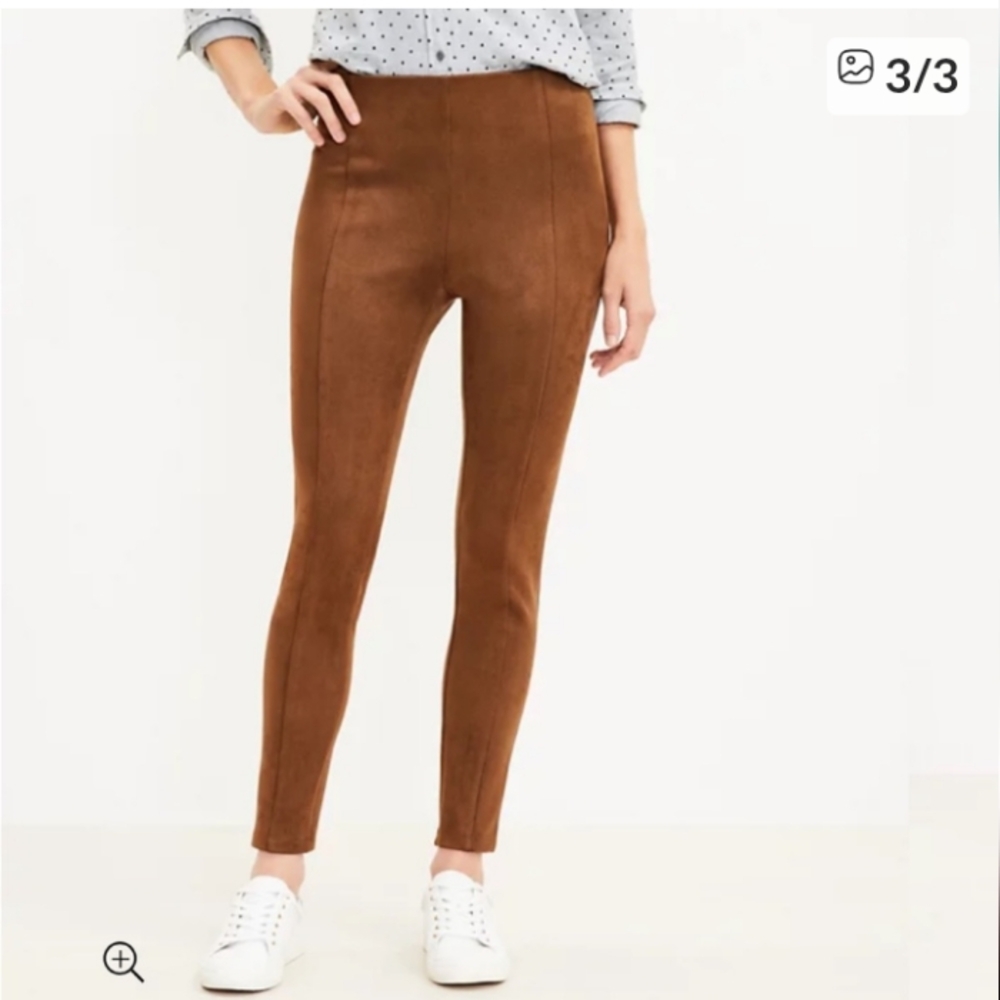 NWT! Faux Suede Pull On Leggings Cognac Medium